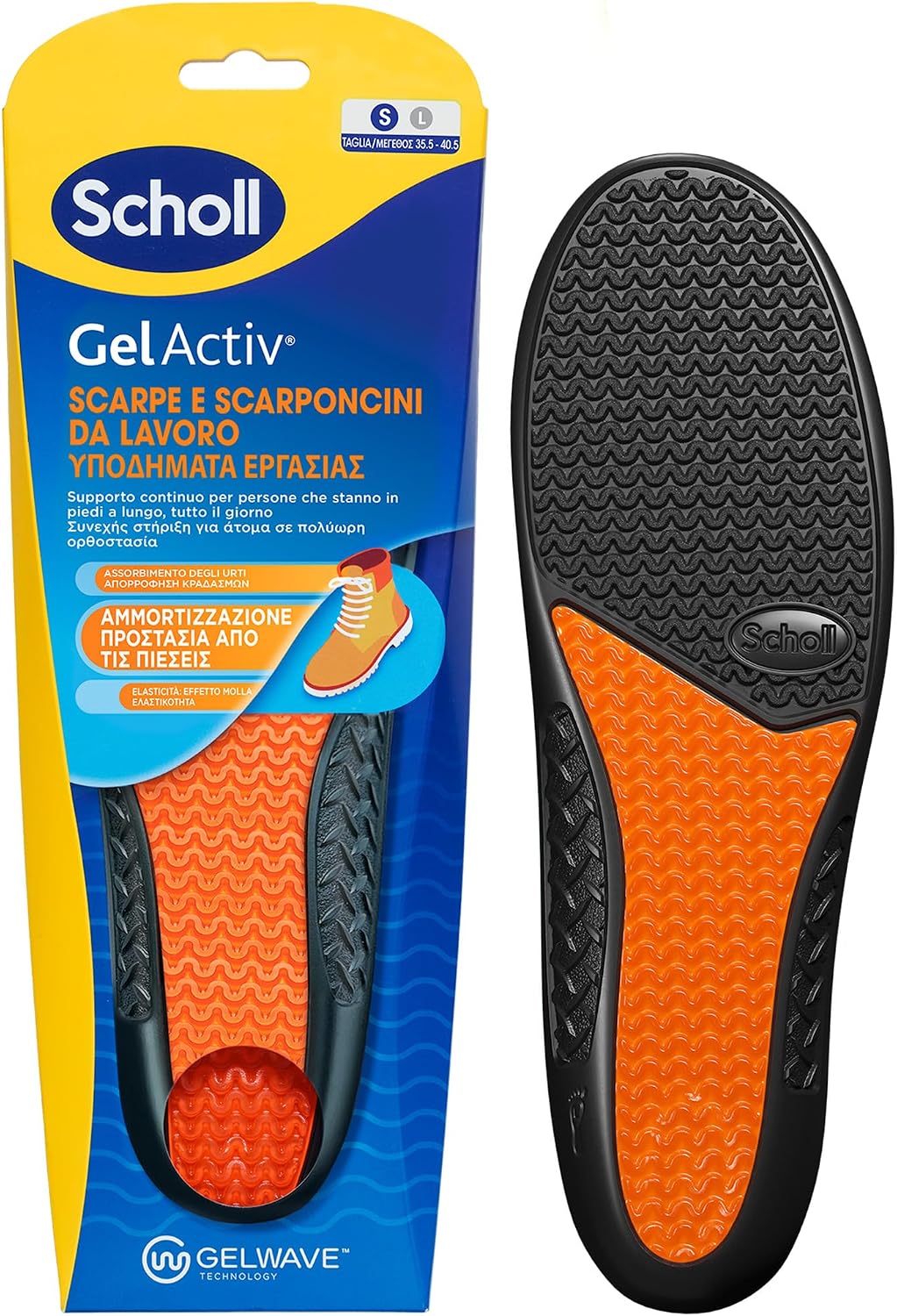 Detalle de Dr. Scholl's GelActiv Solette per Scarpe e Scarponcini da Lavoro – GelWave, Taglia 35.5–40.5