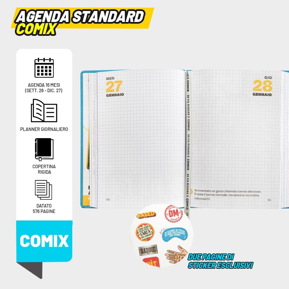 Thumbnail 3 de COMIX Agenda 2027 Giornaliera 16 Mesi – Copertina rigida, 576 pagine, 13x17,8 cm