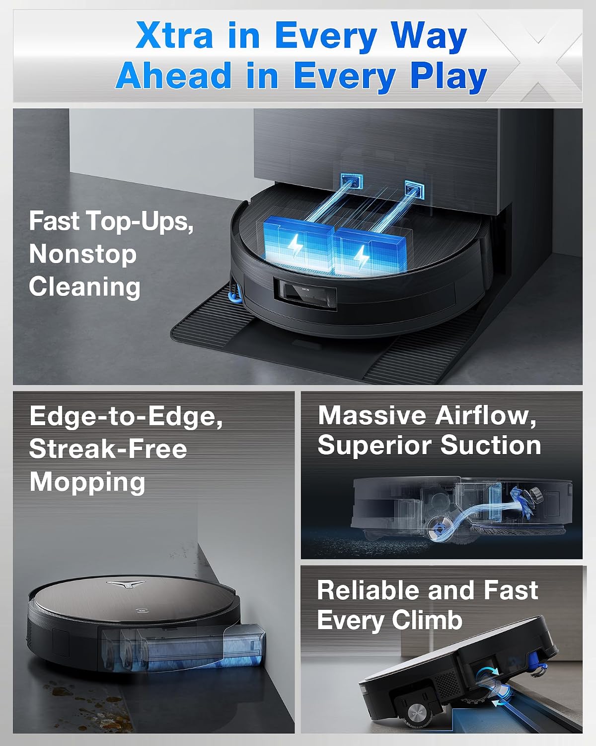 Detalle 2 de ECOVACS DEEBOT X11 Pro Omni Robot Vacuum and Mop with 19,500Pa Blast Suction and Auto-Lift Mop