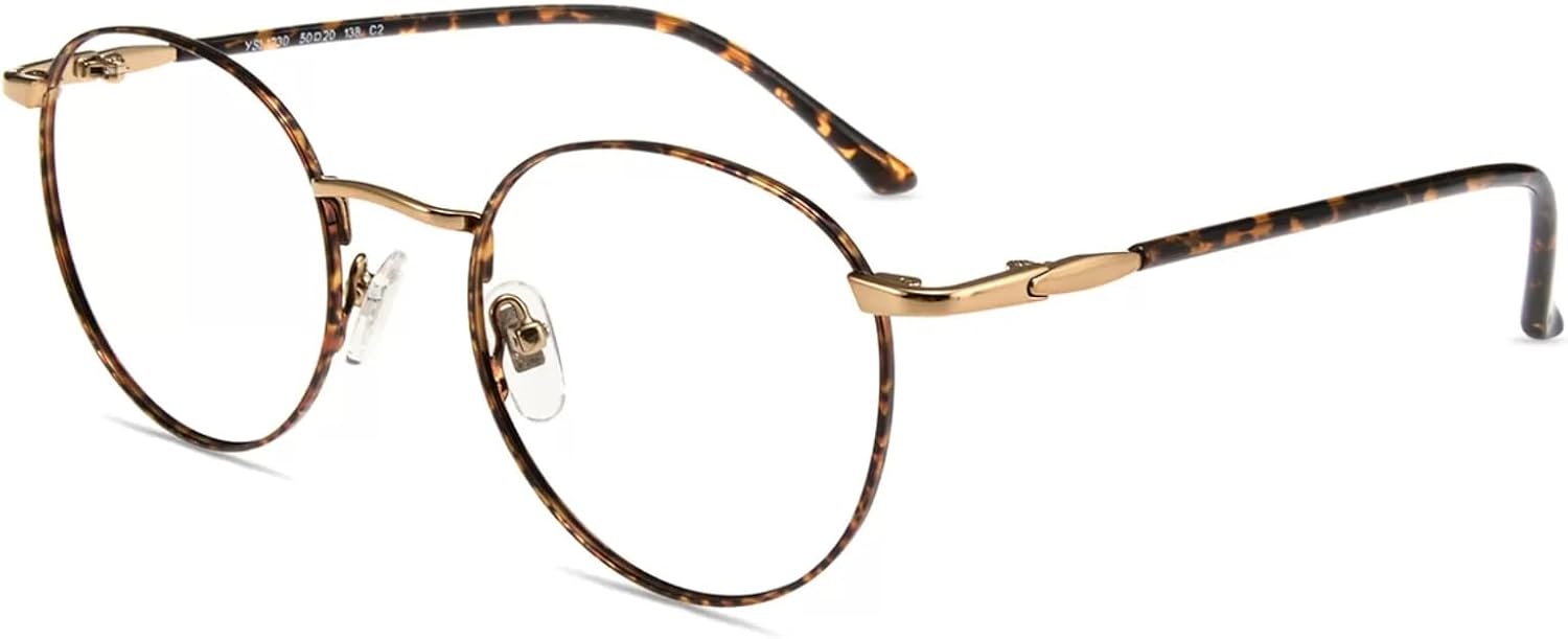 Detalle de Firmoo Reading Glasses 3.0 – Anti Blue Light, Round Metal Frame, Tortoise Shell