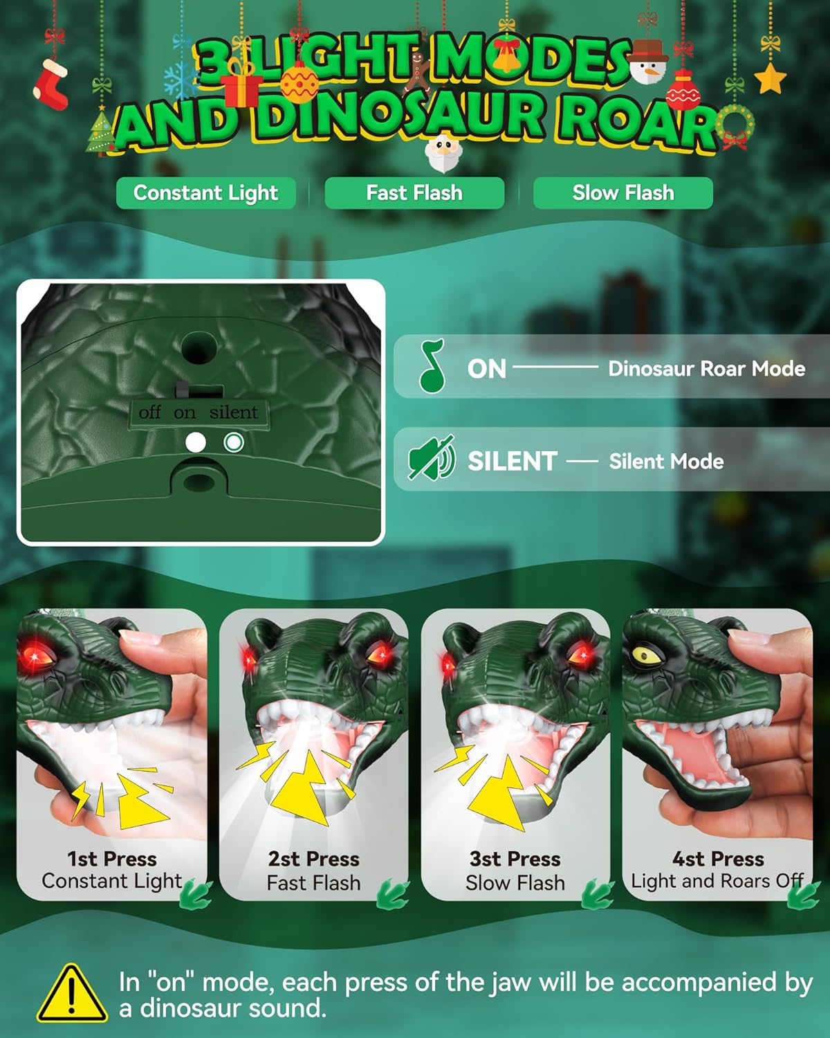 Detalle de Gofimyee T-Rex Dinosaur Headlamp for Kids