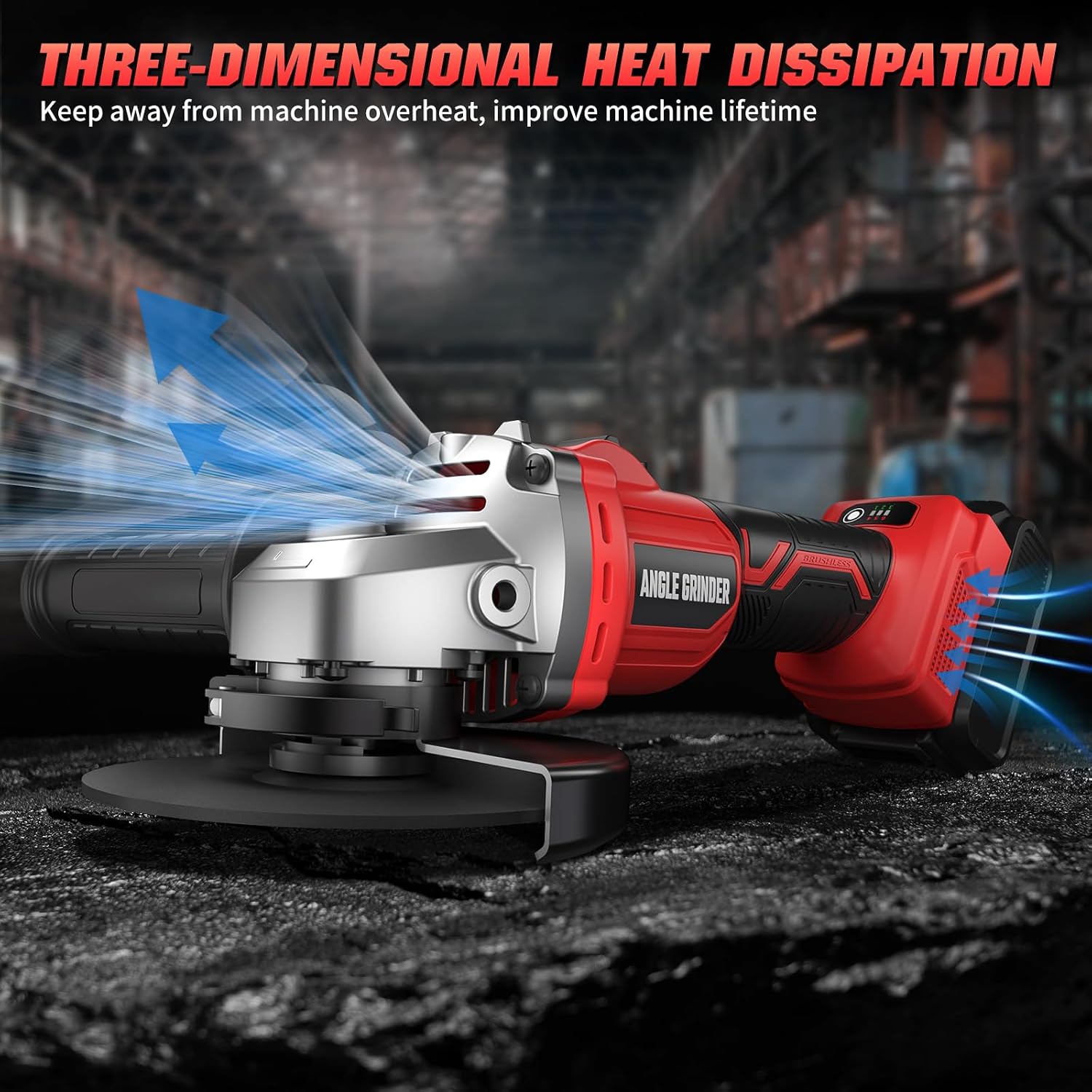 Detalle 2 de VERVEWAVE WT8151-2 Cordless Angle Grinder, 4-1/2-Inch, Brushless, 6-Speed