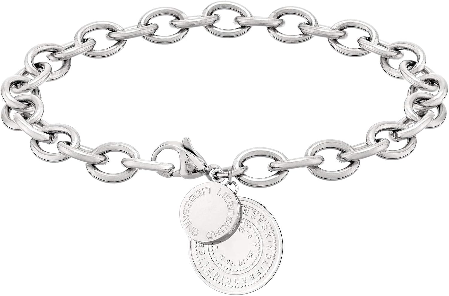 Detalle de LIEBESKIND BERLIN Damen Schmuck mit Coin Anhänger – Edelstahl-Coin Anhänger in Ketten, Armbändern und Ohrringen