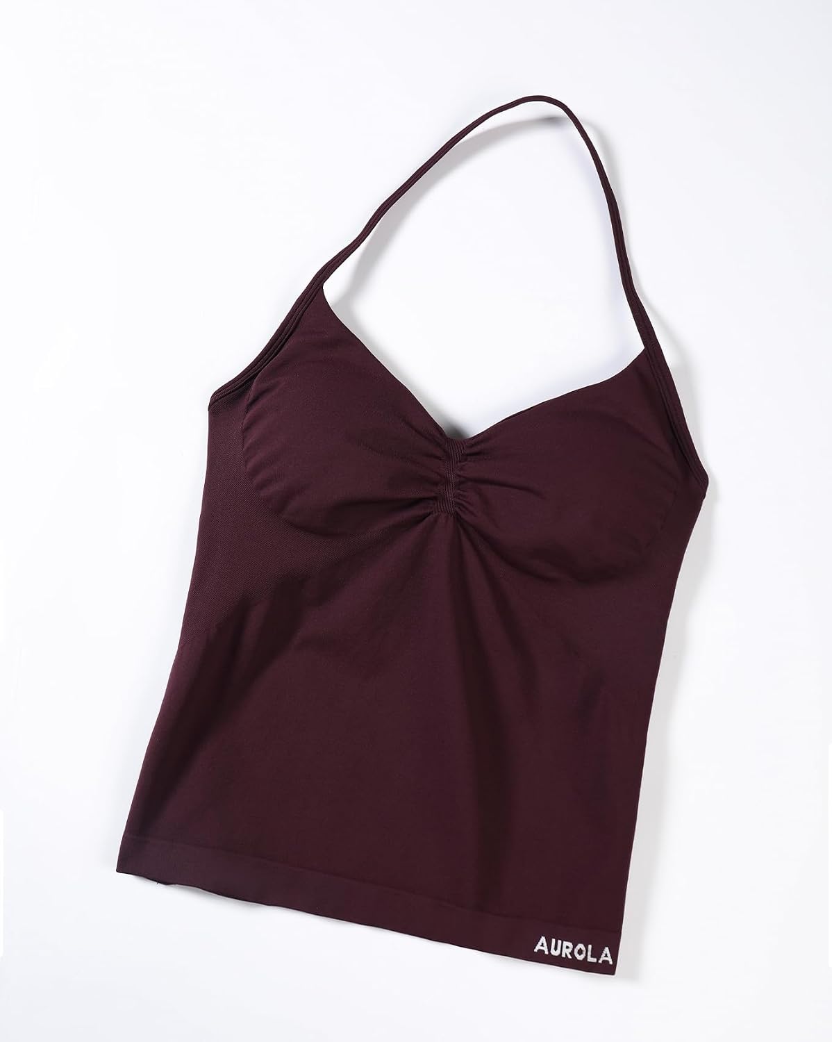 Detalle de AUROLA Influence Longline Strappy Workout Halter Top with Removable Cups