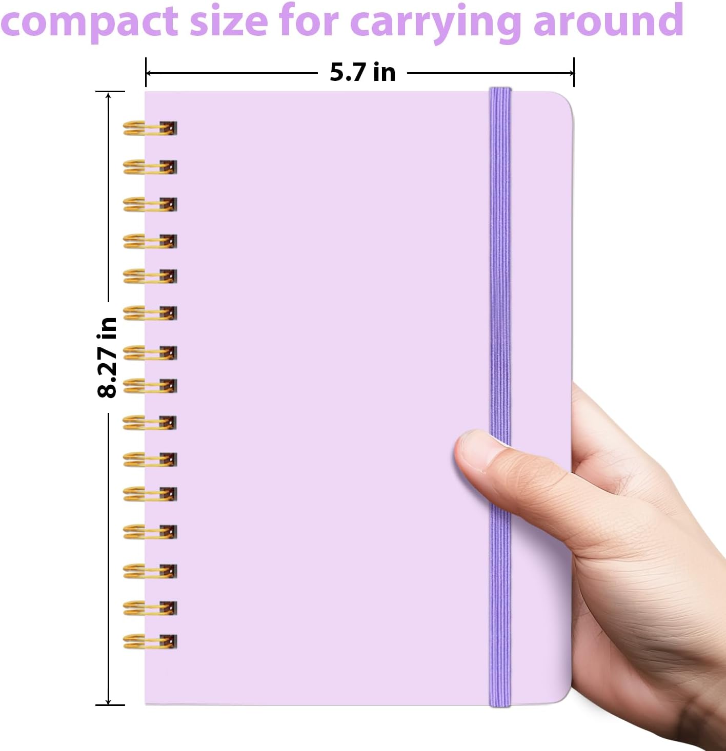 Thumbnail 1 de DWIYITTN A5 Spiral Notebook, Lavender Hardcover, 160 Lined Pages