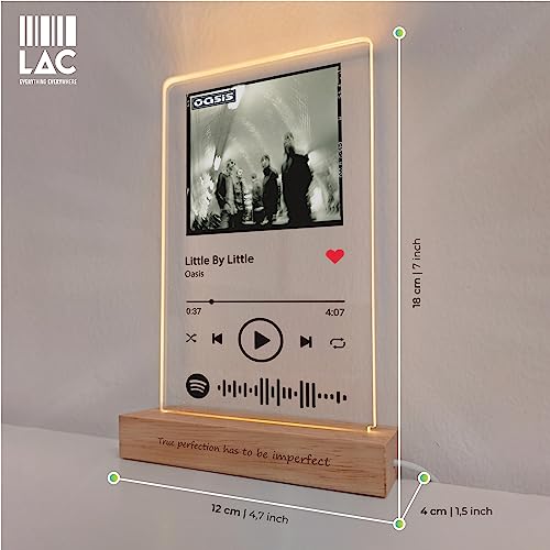 Detalle de LAC Targa Spotify Personalizzata – Stampa UV a Colori su Base LED in Legno