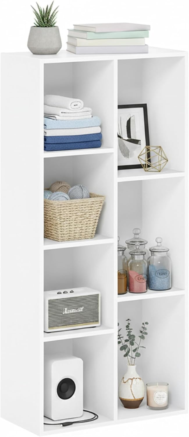Detalle de Baroni Home Libreria a Cubi Componibile: Scaffale Modulare Bianco 7 Scomparti 24x50x106 cm