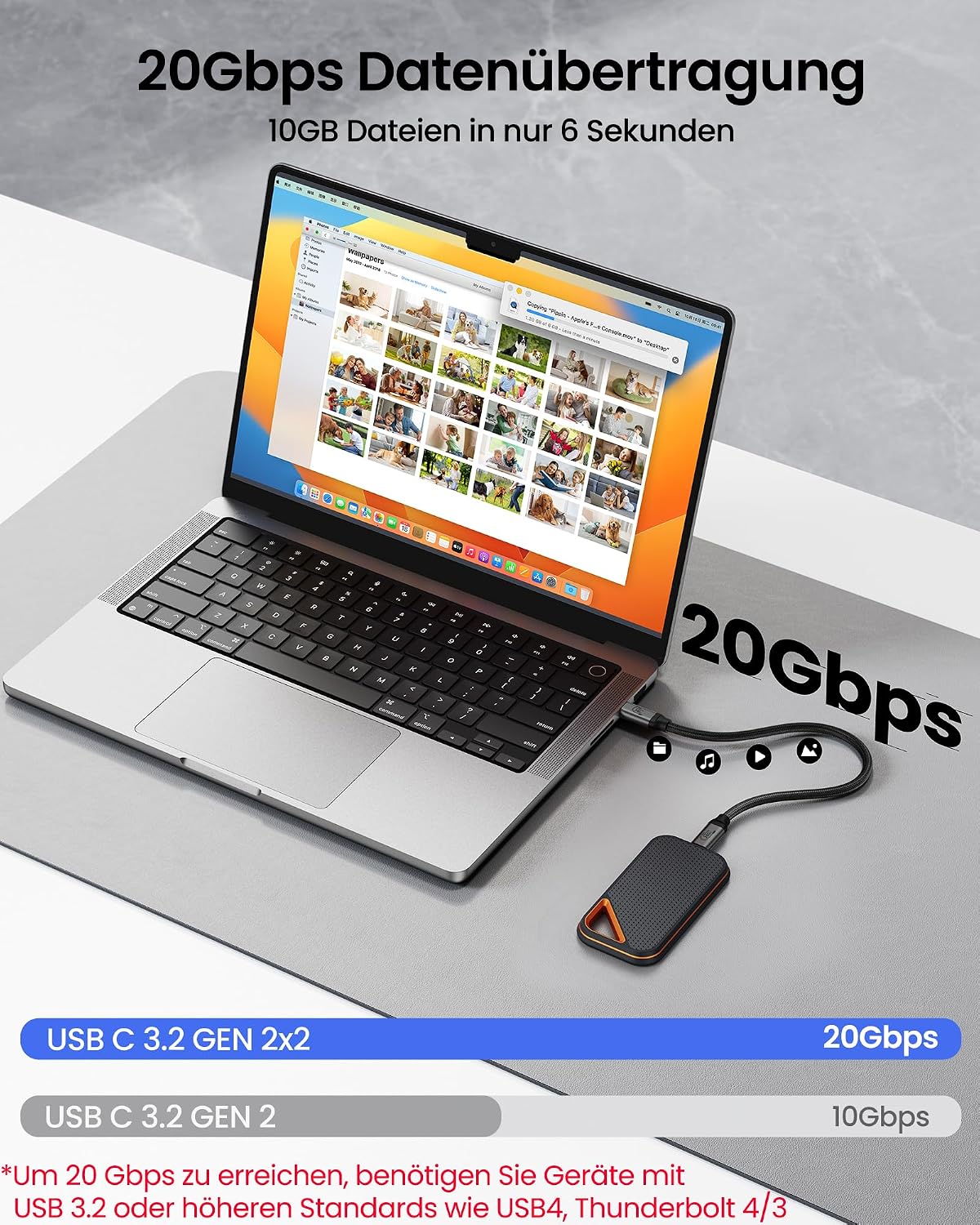Thumbnail 1 de Silkland USB C 3.2 Gen2×2 Kabel 0,5M