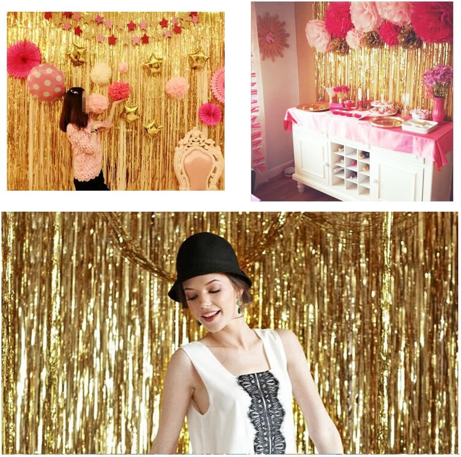 Thumbnail 4 de Kioneer Metallic Tinsel Curtains Gold 5 Packs ⌛🎉