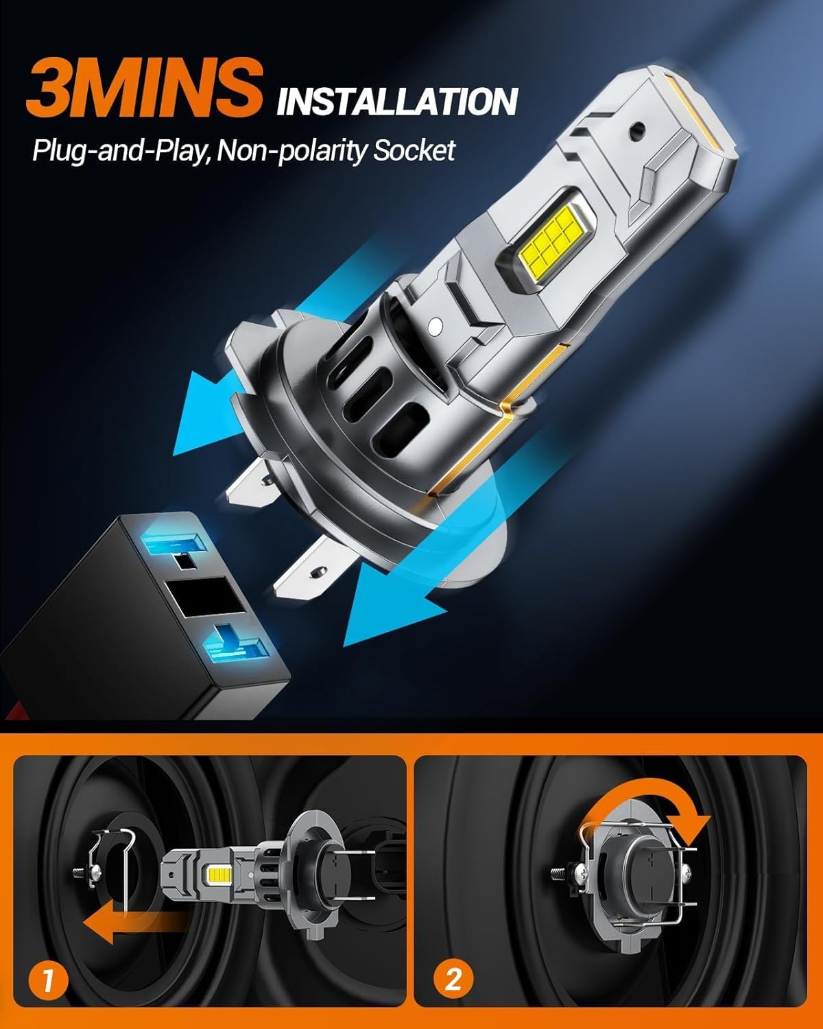 Thumbnail 5 de SEALIGHT S2S H7 LED – ampoules H7 6500K (pack 2) pour moto/ATV, install faciles