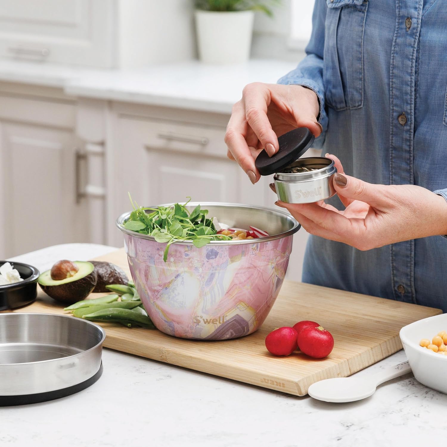 Thumbnail 1 de S'well Geode Rose Salad Bowl Kit, 1.9L Stainless Steel Lunch Box