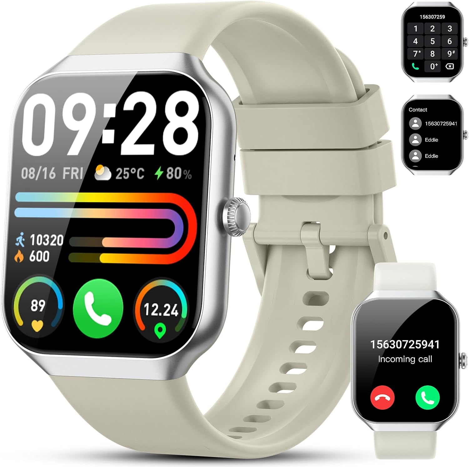 Detalle de Smart Watch for Men and Women with 1.96" Display, 115+ Sports Modes, Heart Rate & Sleep Monitoring, IP68 Waterproof, Bluetooth 5.3 Calling