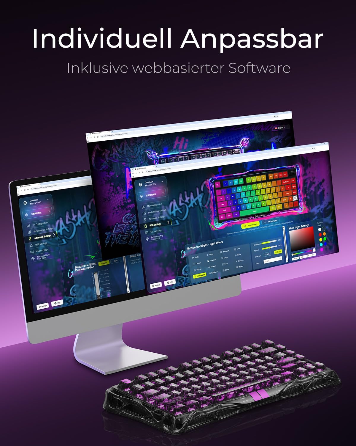 Thumbnail 6 de GravaStar V75 Lite Hall-Effekt Tastatur – 75% Layout, schnelle Reaktion, Hot Swappable