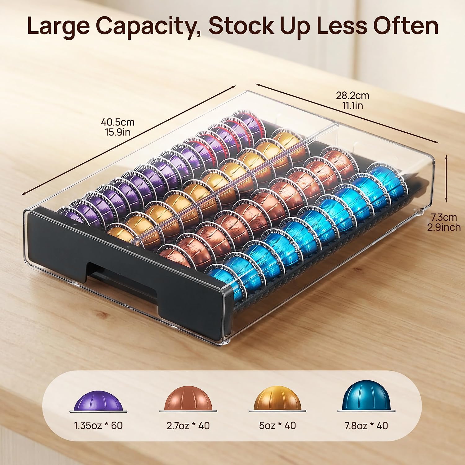 Thumbnail 2 de Vtopmart Coffee Pod Drawer Organizer for Nespresso Vertuo Pods — Holds 40 Large or 60 Small Capsules