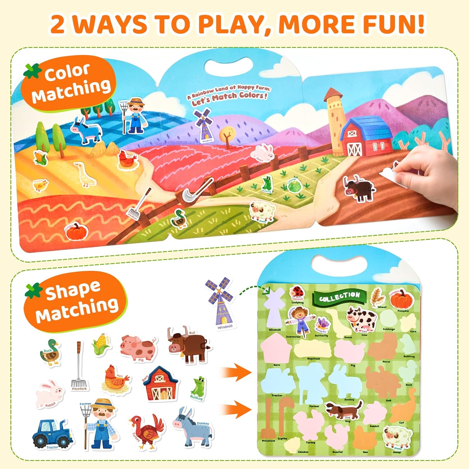 Detalle de JoyCat Reusable Sticker Book Set (3-Pack): Farm, Pizza-Making, Weather