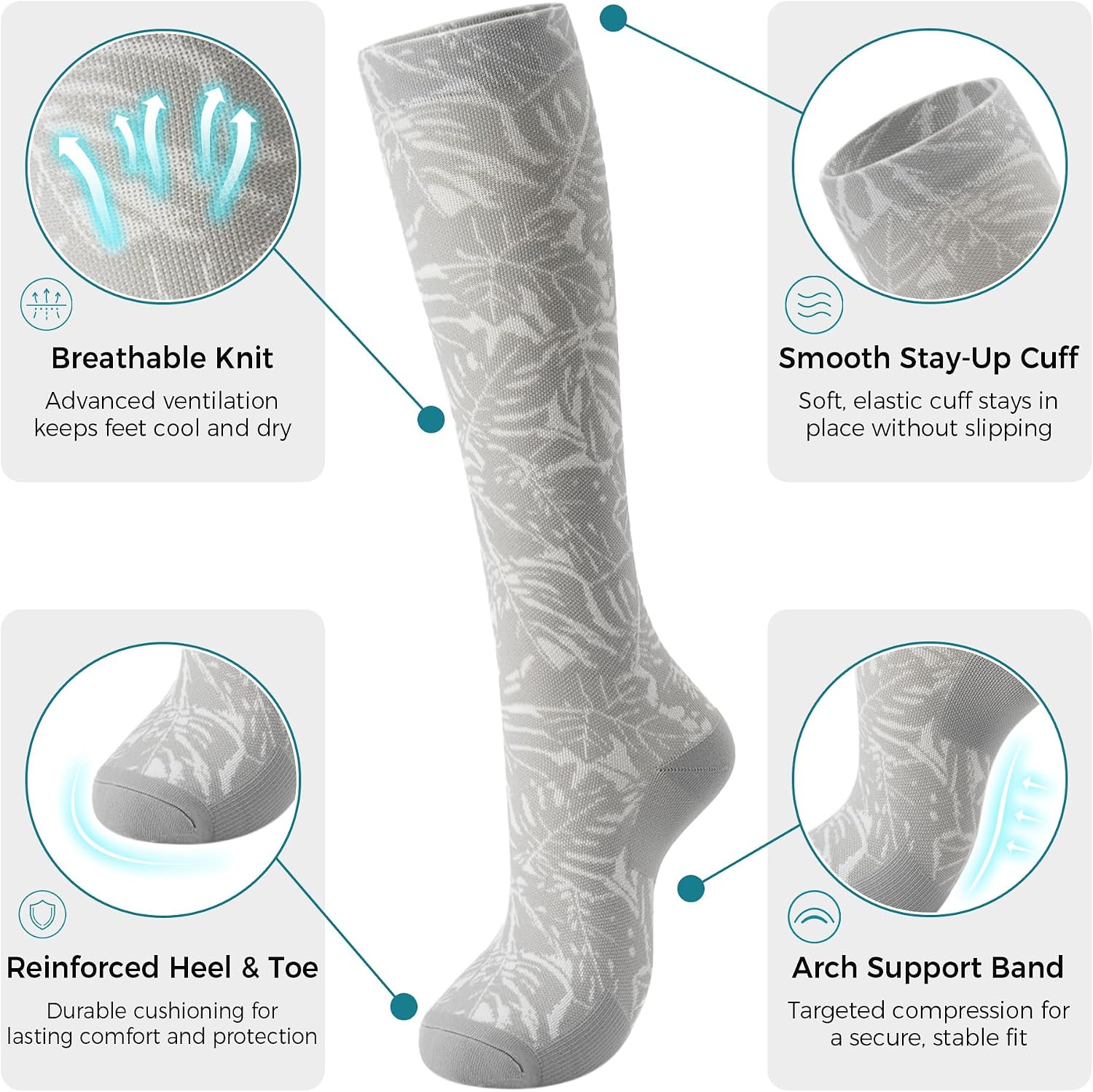 Detalle de easetoe Compression Socks, 15–20 mmHg Graduated Support, 3 Pairs