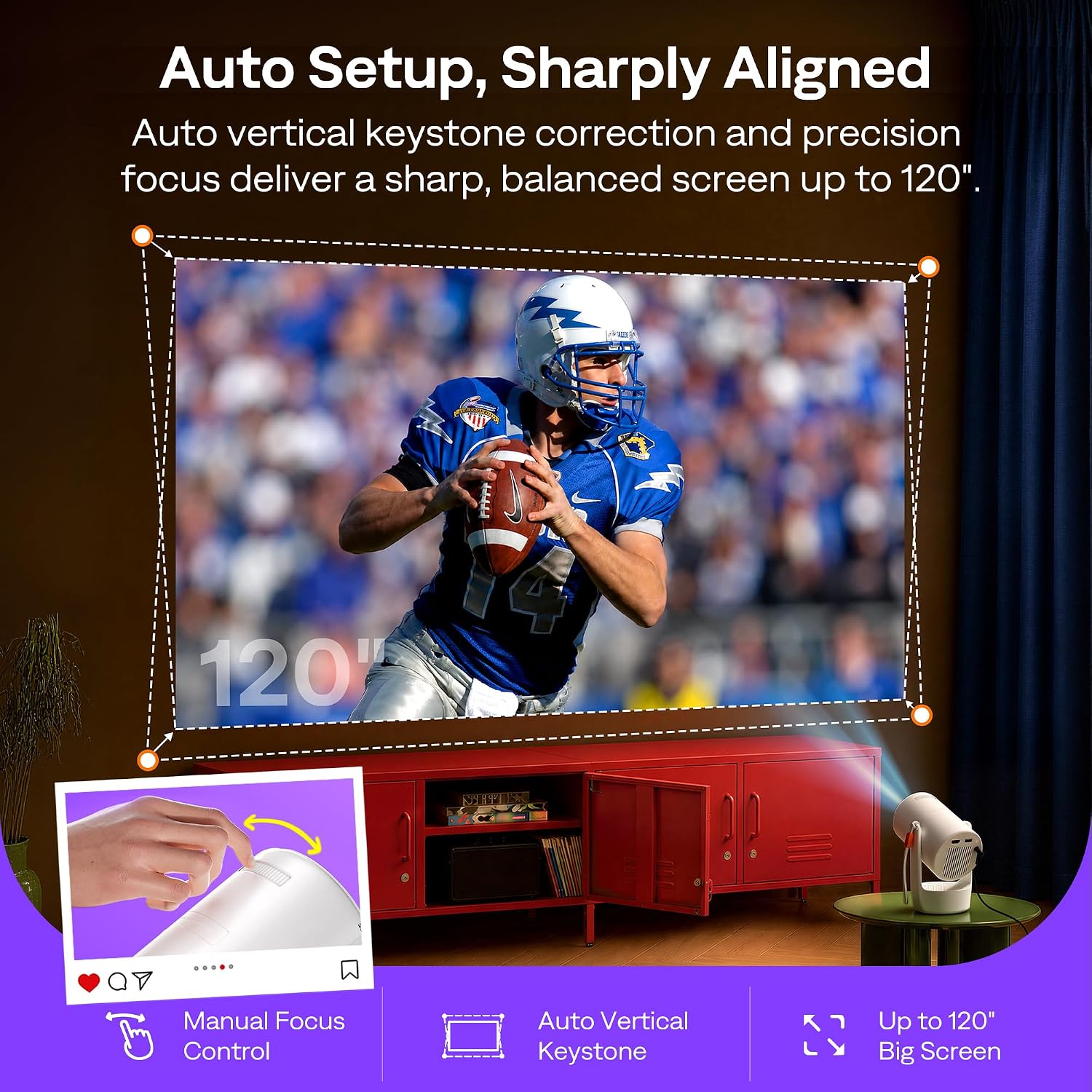 Thumbnail 6 de Aurzen Roku TV mini projector with 180° rotation