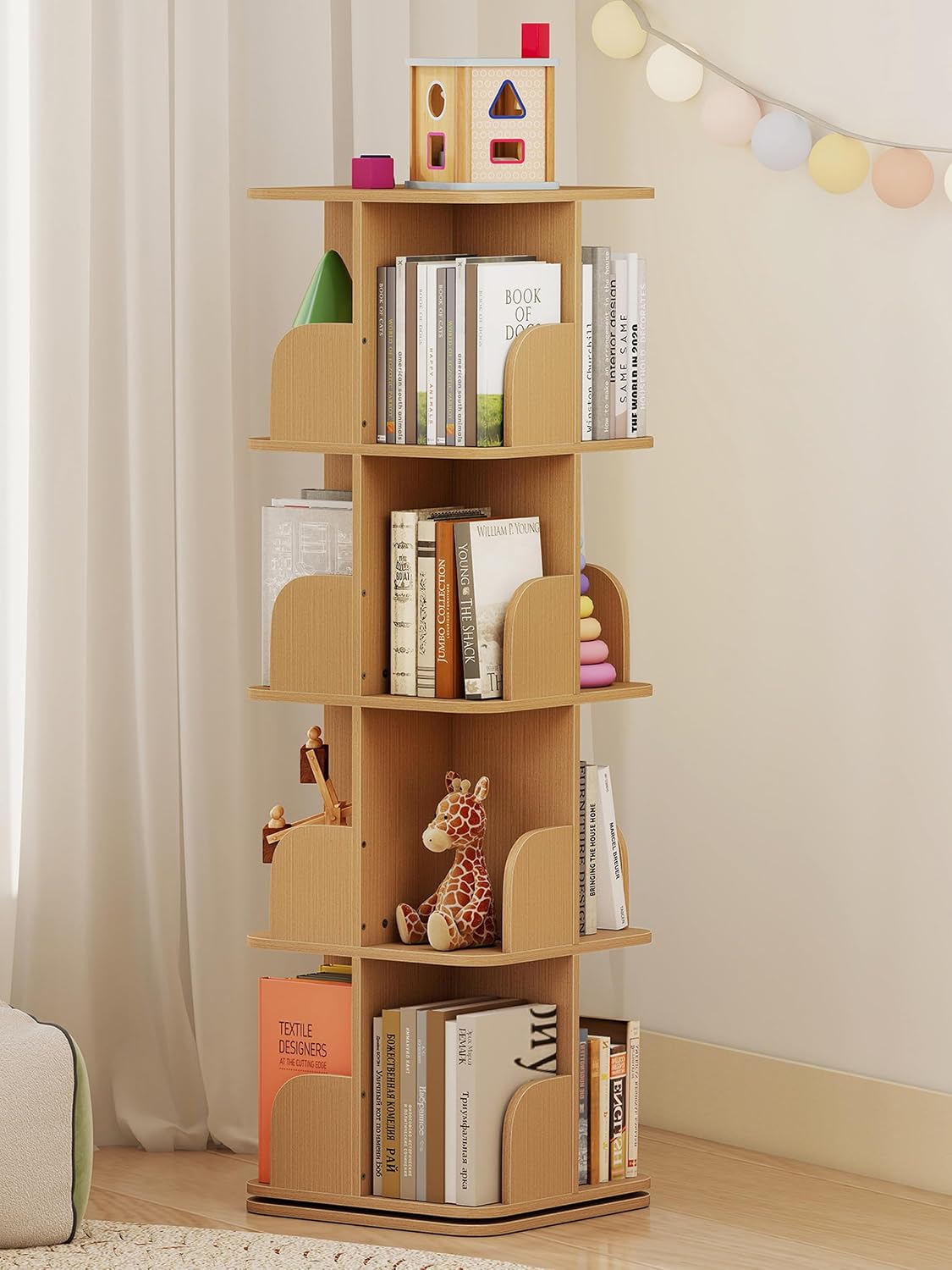 Thumbnail 6 de yeshine 4 Tier Rotating Bookshelf – Adjustable, 360° Swivel Corner Bookcase