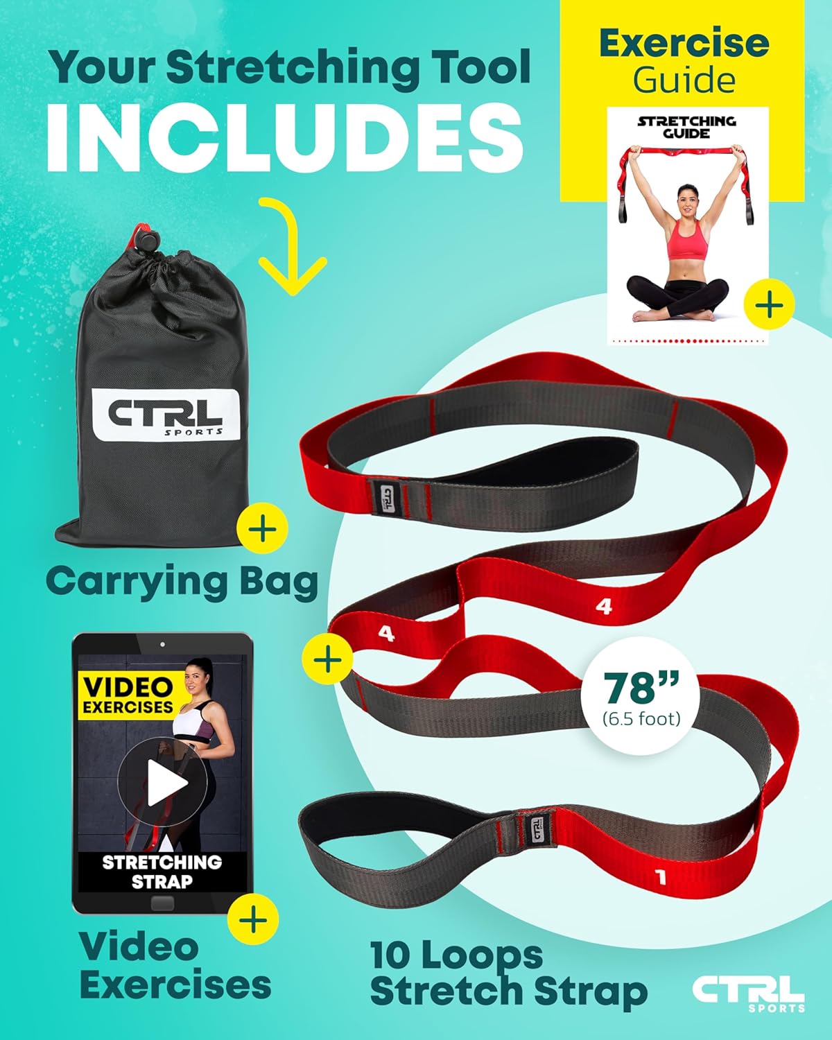 Detalle 2 de Stretching Strap with Loops (Non-Elastic) for Yoga, Physical Therapy & Flexibility