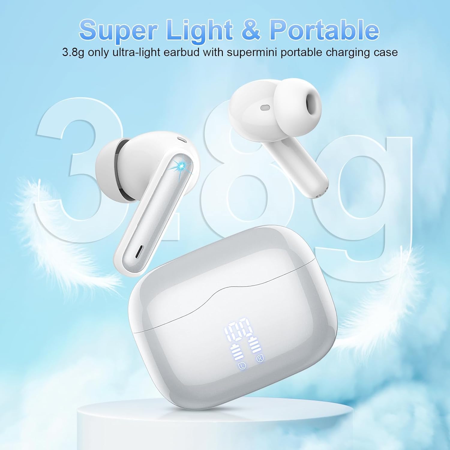 Detalle de xinwld Écouteurs Bluetooth sans fil 5,4 Hi‑Fi stéréo avec ENC, 4 micro, 40 h et IPX7