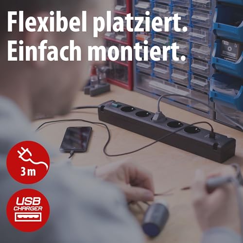 Detalle de Brennenstuhl Bremounta Steckdosenleiste 5-Fach mit USB-Ladefunktion