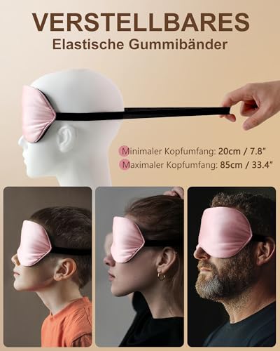 Detalle de Aosun Seiden Schlafmaske für Seitenschläfer, 22 mm, 100% Bio-Maulbeerseide – Lichtblockierende Augenmaske mit verstellbarem Band