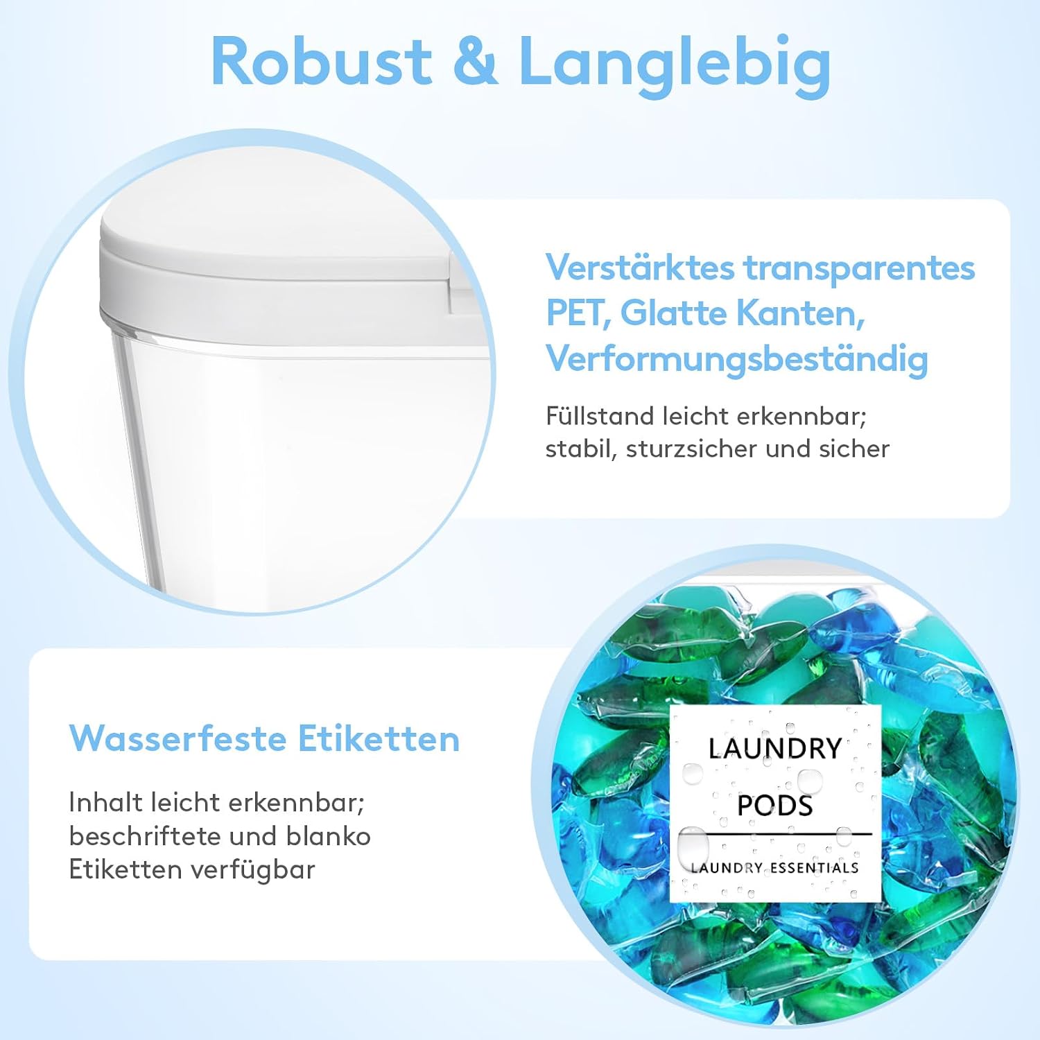 Thumbnail 4 de Lifewit Wäsche Pods Behälter 4er-Set (2,73 l) mit Druckverschluss, Etiketten & Messlöffel