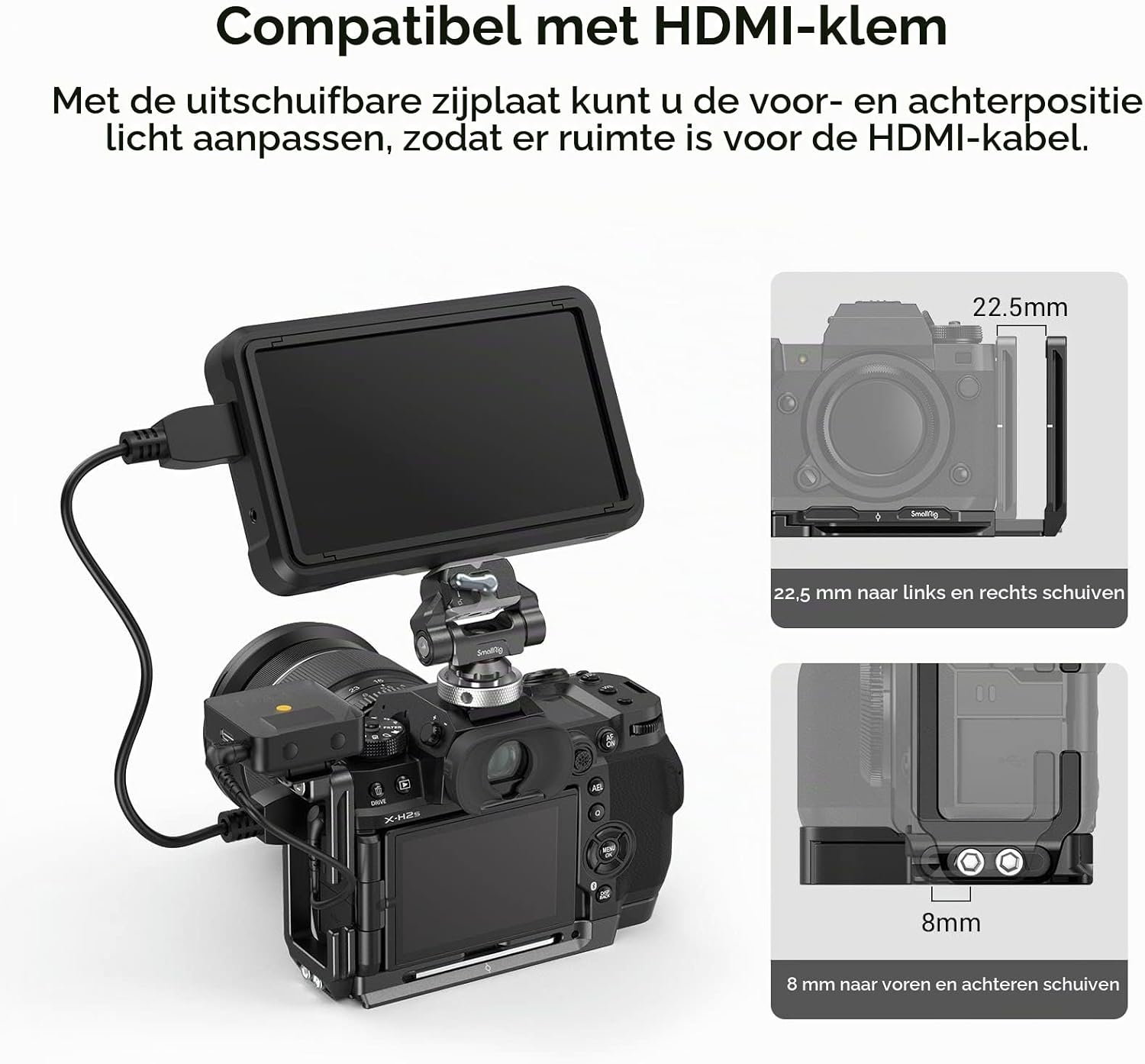 Detalle 1 de SMALLRIG 3928B L-beugel voor FUJIFILM X-H2S met Arca-Swiss-plaat