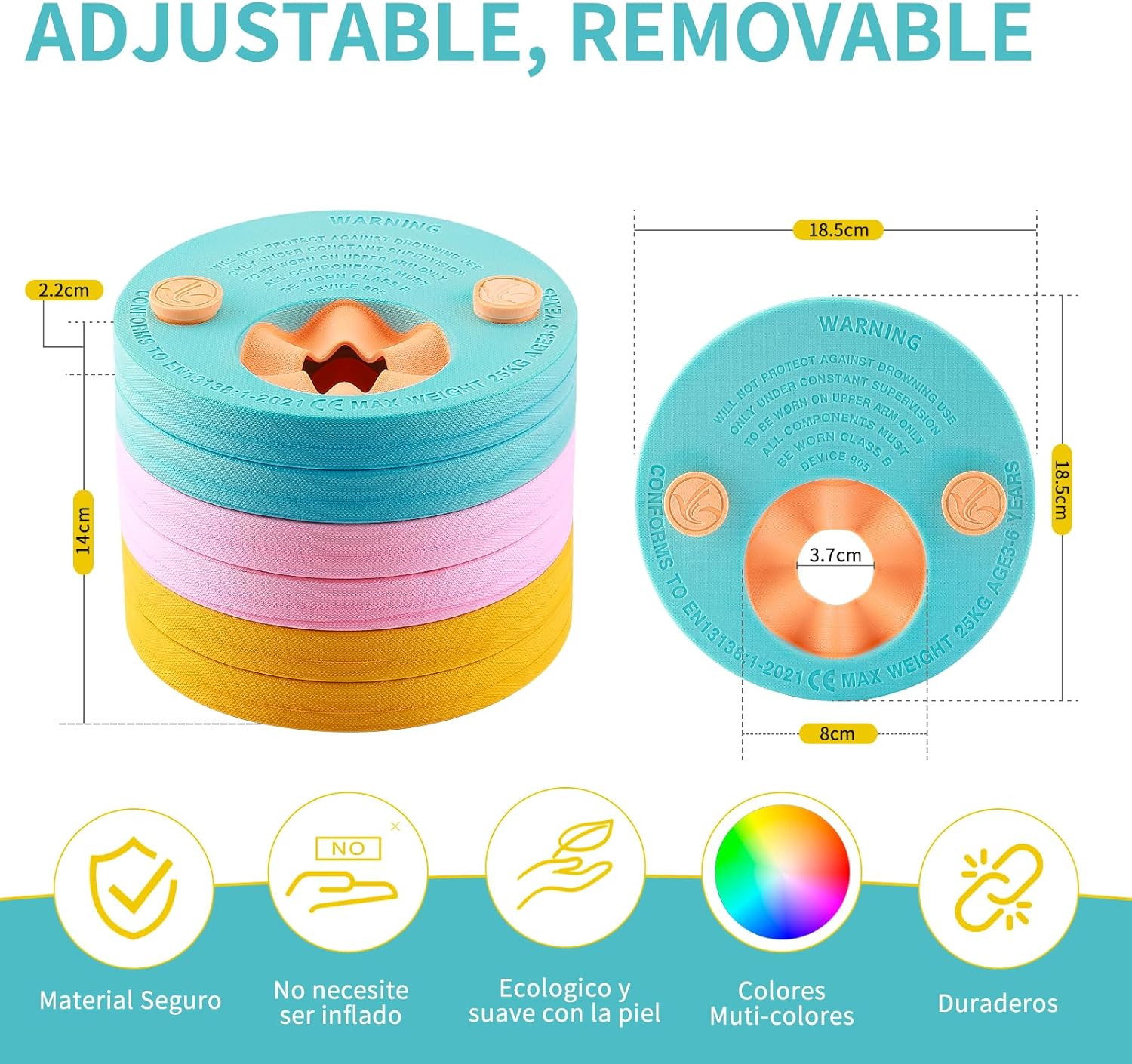 Thumbnail 4 de Kaianda 6 Pieces Foam Pool Floats: Kids' Arm Bands and Discs for Learning to Swim