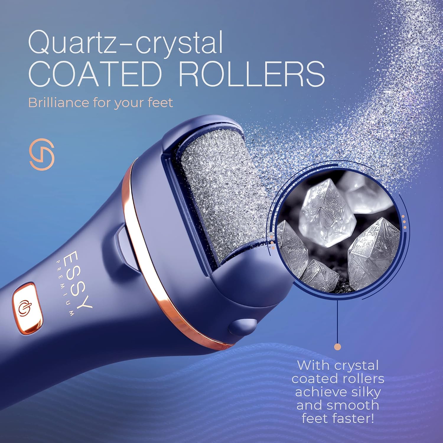 Detalle de Essy Electric Foot File Rechargeable with 5 Replacement Rollers (Navy)