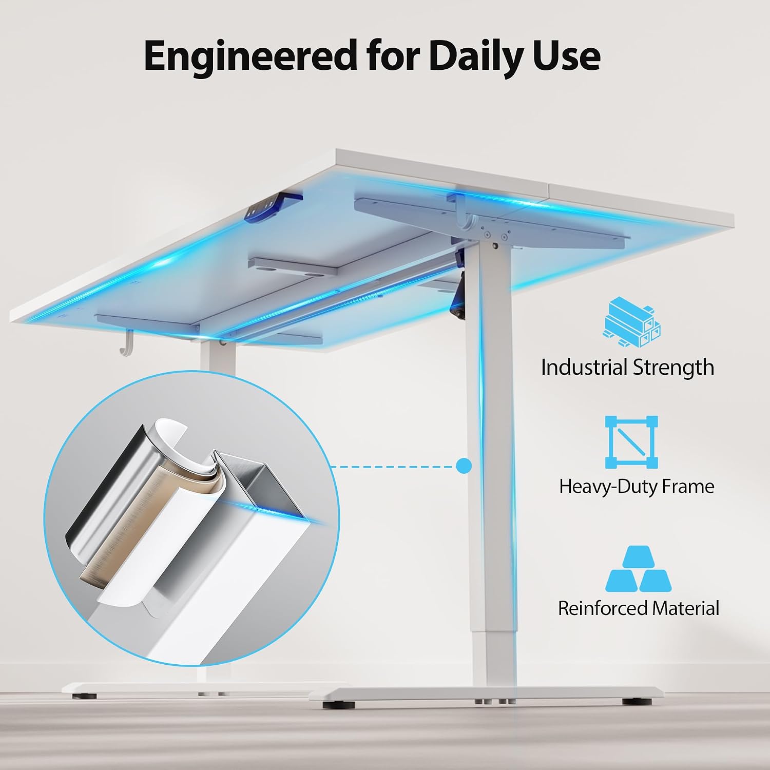 Detalle 1 de Agilestic DJ Electric Standing Desk, 55 x 28-Inch, Super White