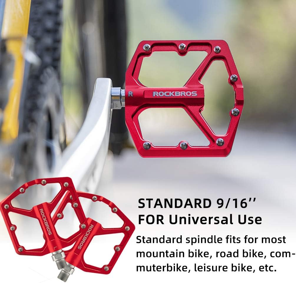Thumbnail 1 de ROCKBROS Aluminium Mountain Bike Pedals (9/16in) – Anti-Slip, Sealed Bearings, 303g