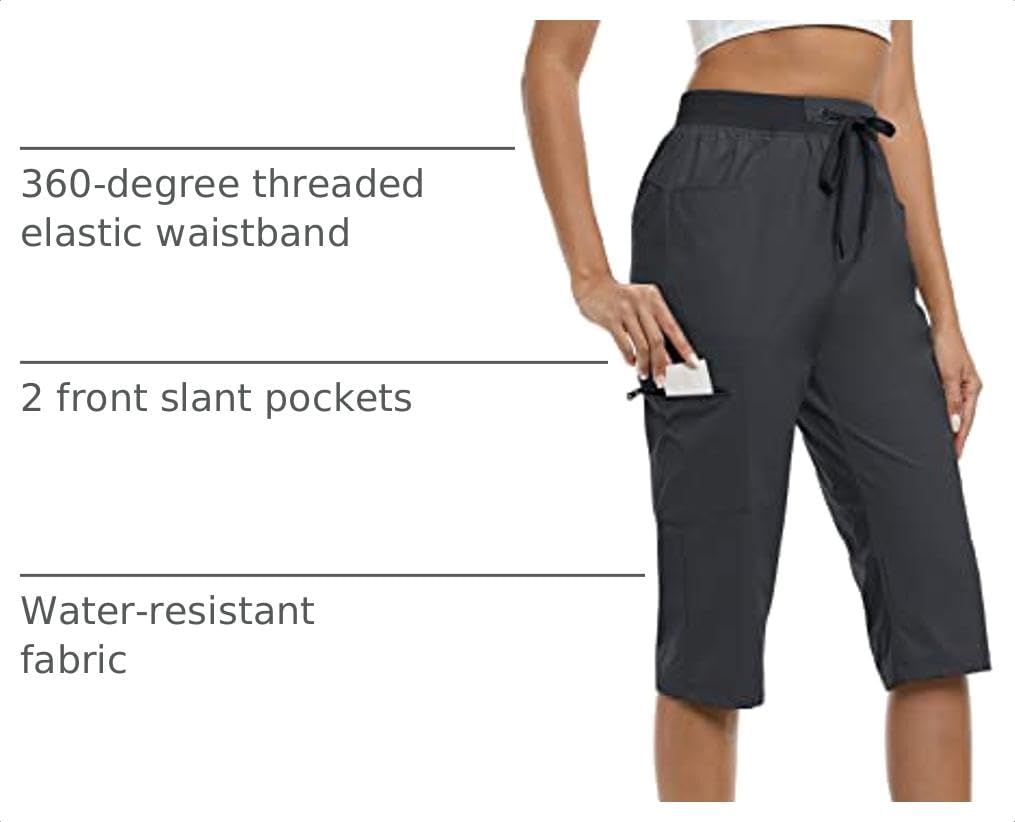 Detalle de MoFiz Capri Pants for Women: Lightweight Ice Cool Capris with 4 Pockets