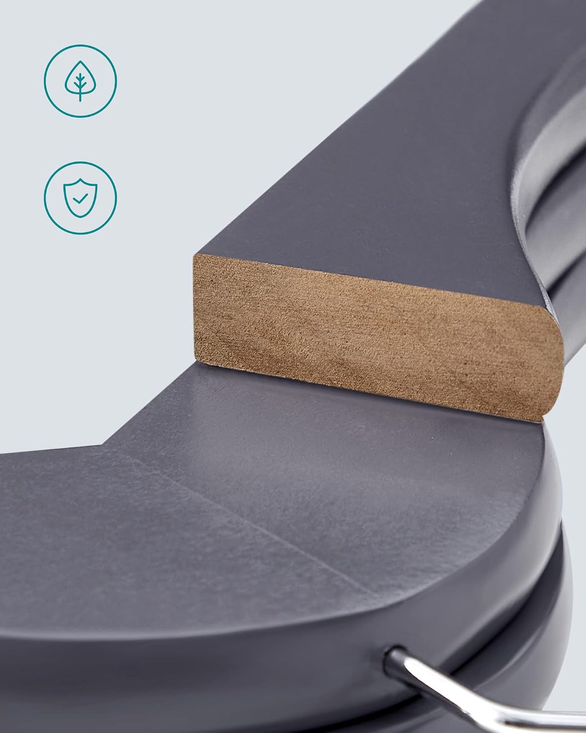 Detalle de SONGMICS Kleiderbügel Holz, 20er Set – Massivholz, 360° Haken, rutschfeste Hosenstange, Schulter-Einkerbungen