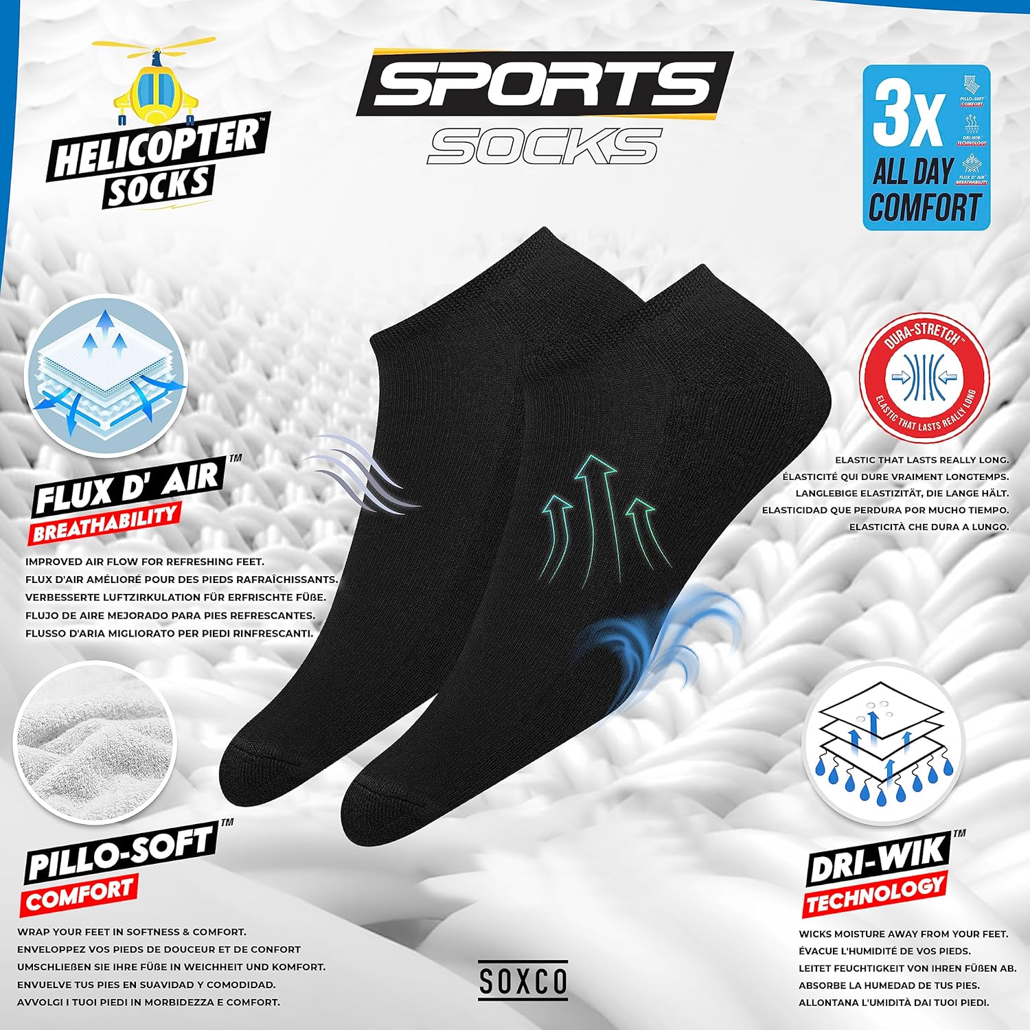 Thumbnail 1 de SOXCO Chaussettes Basses Homme Socquettes Courtes Lot de 10 Paires