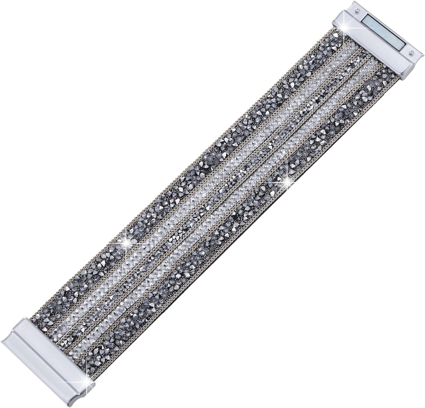 Detalle de Morella Bracelet pour Femme, Large – zircons et fermeture magnétique