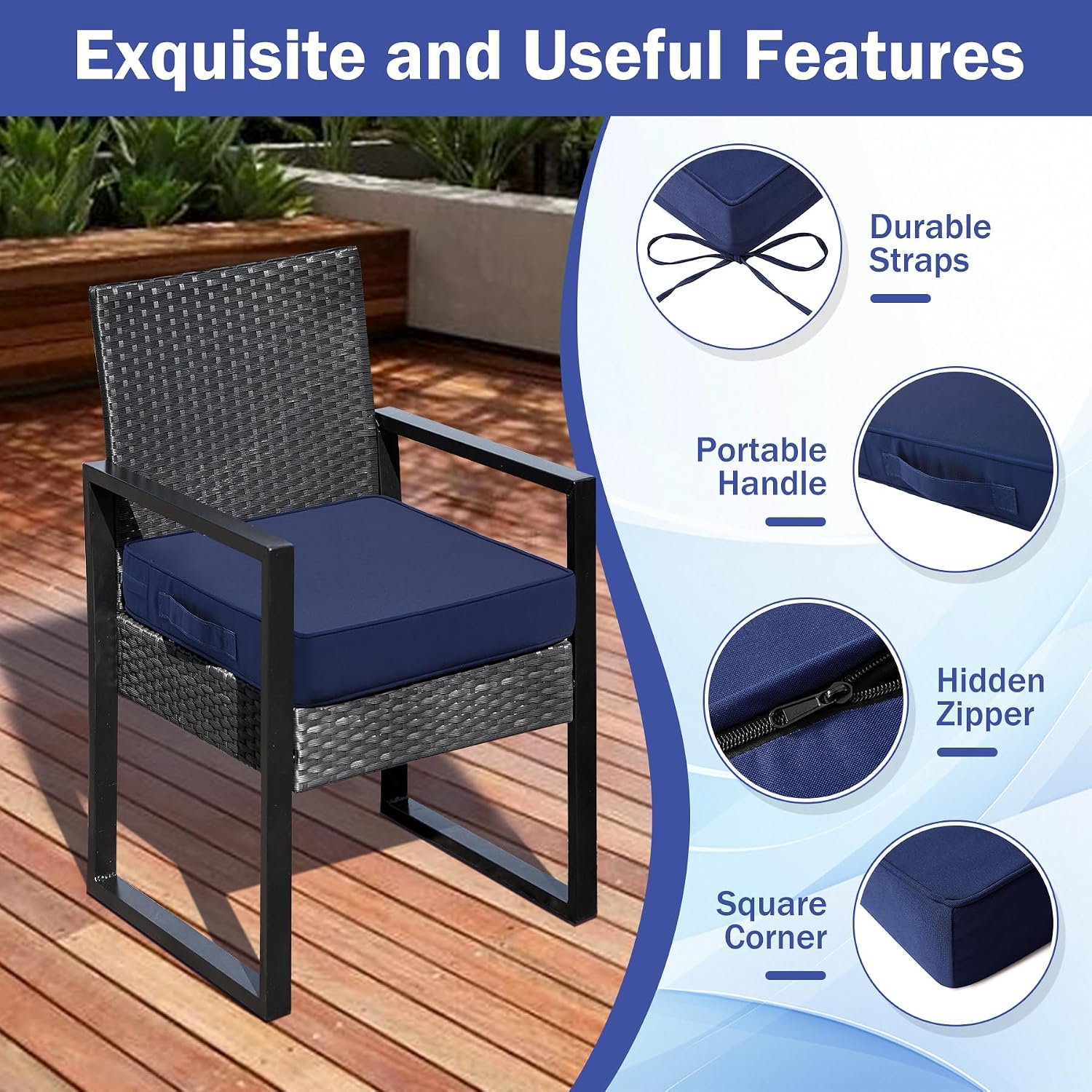 Detalle 1 de IASEAHK Patio Chair Cushions 19" x 19" x 3