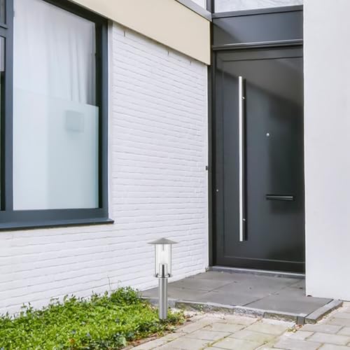Detalle de Grafner Edelstahl Wegeleuchte mit E27-Fassung – 50 cm Höhe, IP44, silber