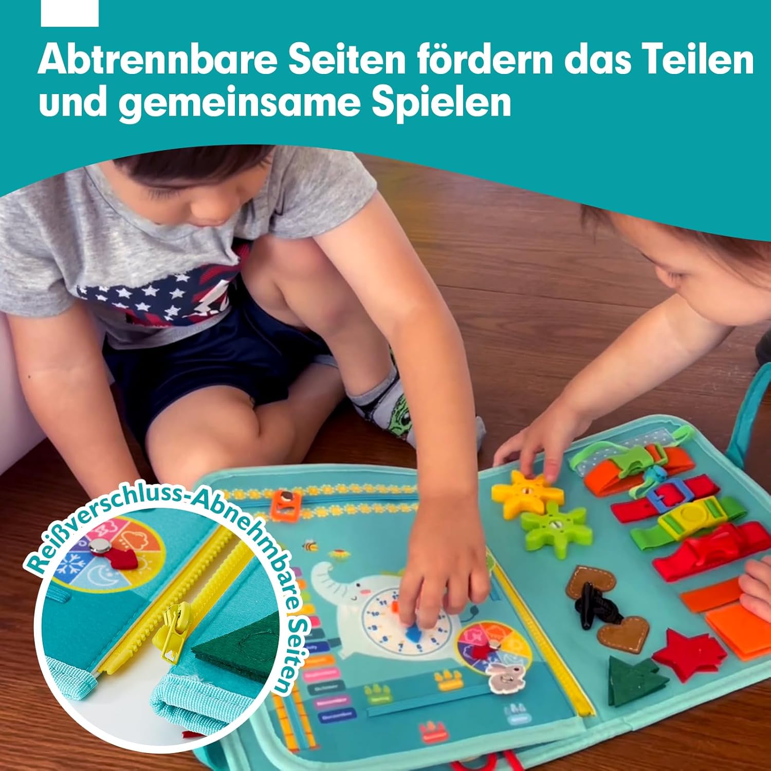 Thumbnail 4 de Hahaland Montessori Busy Board – Activity Board mit 15 Aktivitäten