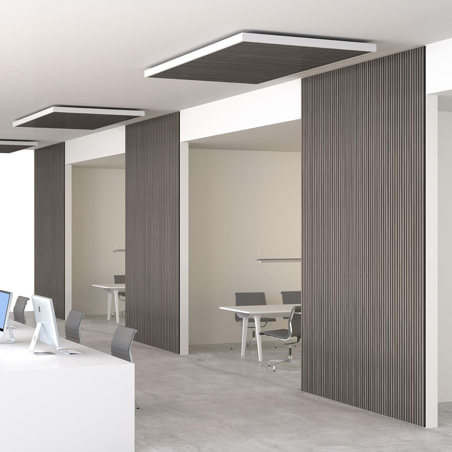 Detalle 2 de tectake Sonic Wall 406059 akustikpaneler, ljusgrå ek med äkta träfanér