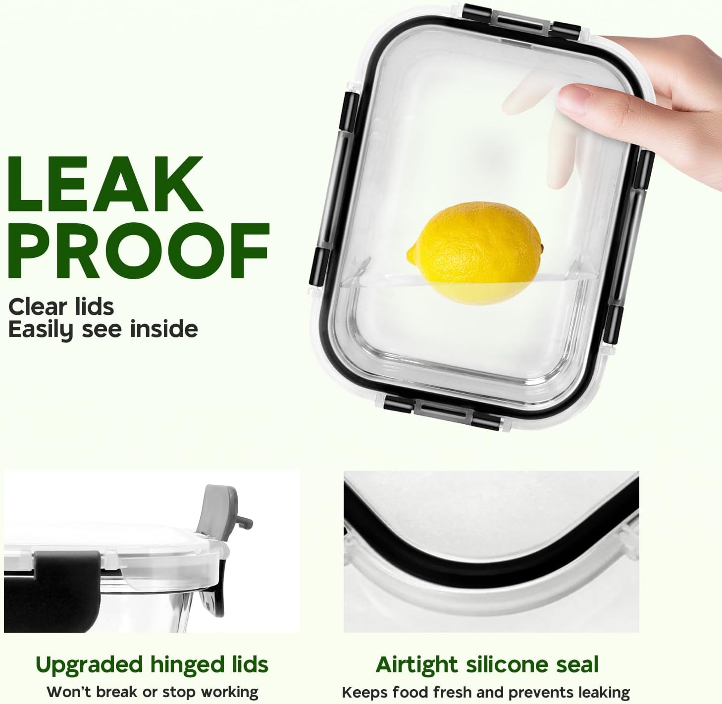 Detalle de MEETOZ 10 Pack Glass Meal Prep Containers 🍽