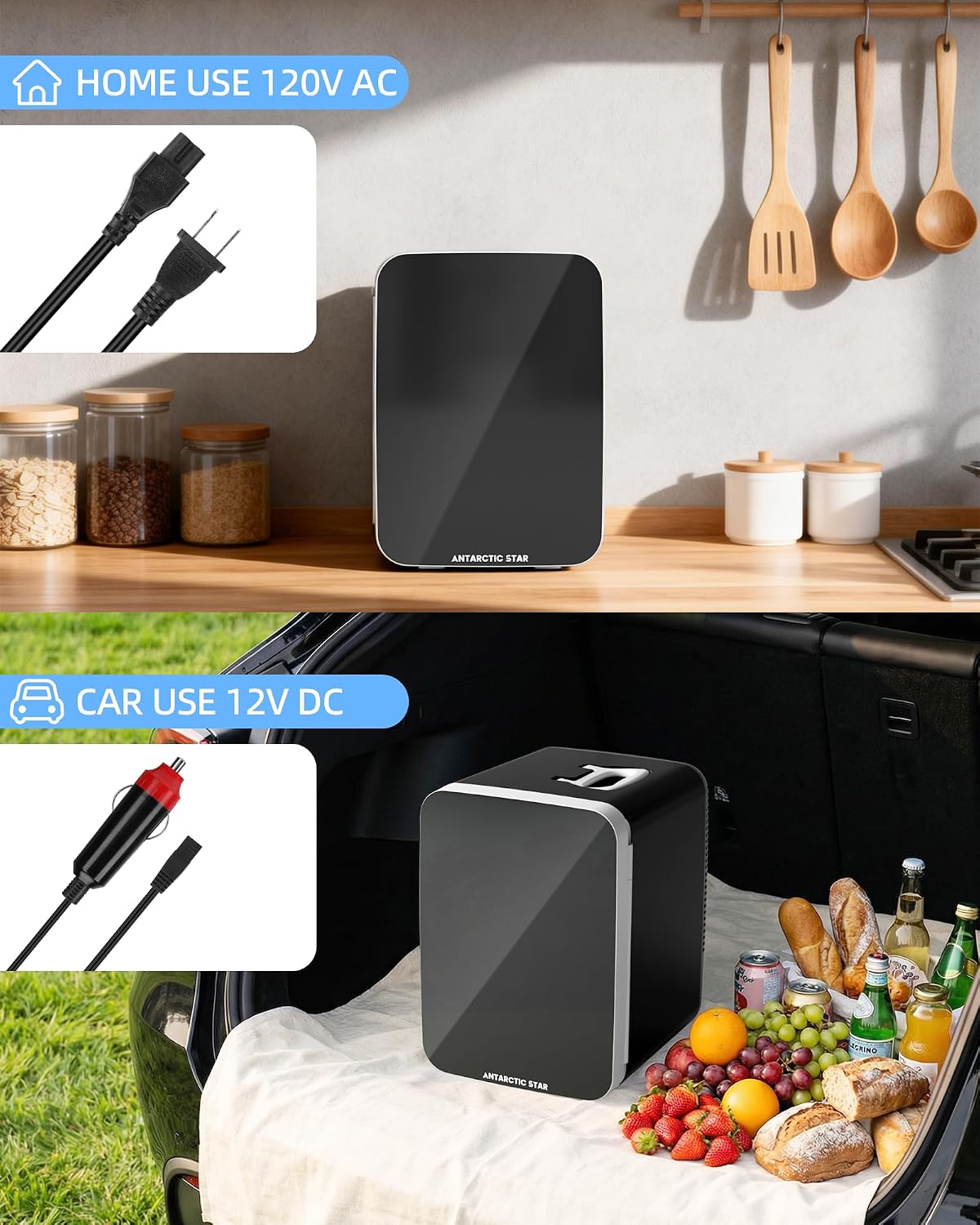 Detalle de Antarctic Star LY2010 10L Portable Mini Fridge with AC/DC Power, Black