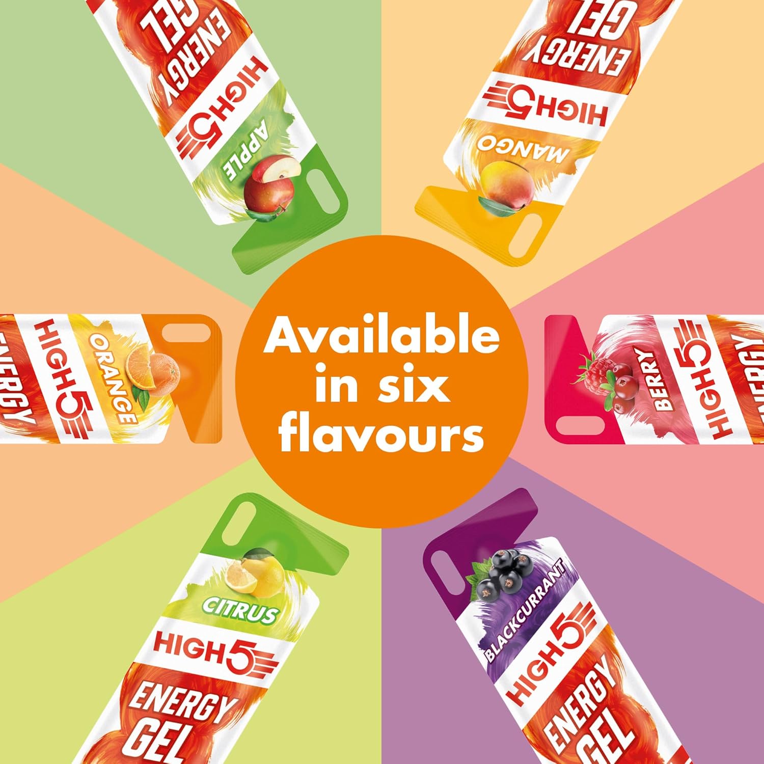 Thumbnail 6 de HIGH5 Running Gels Energy (Orange) – Caffeine-free energy gel with quick-release carbs, 20 x 40g