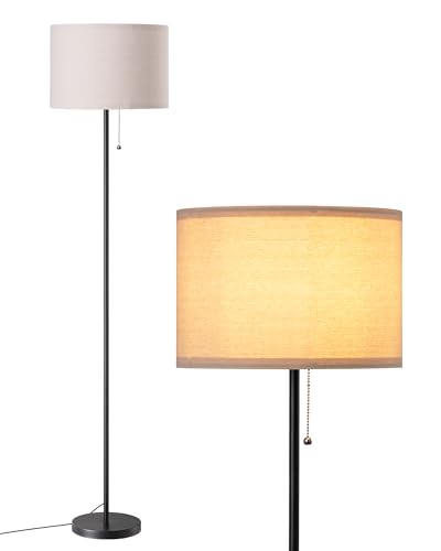 Detalle de EDISHINE Lámpara de Pie Salón con Pantalla de Lino y Luz 2700 K — Negro