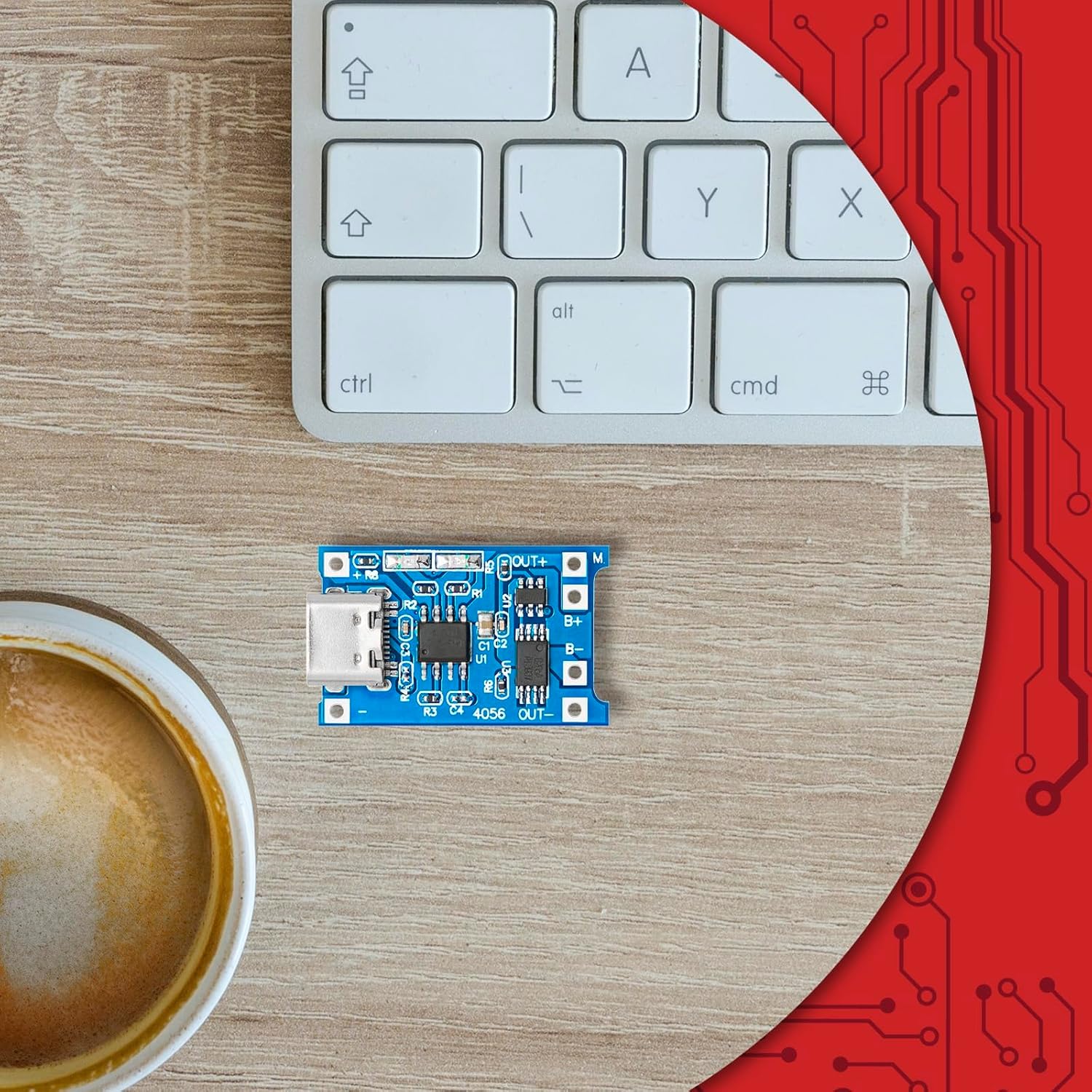 Detalle de AZDelivery modulo di ricarica TP4056 con USB Type-C e protezione per singola cella Li-Ion/LiPo