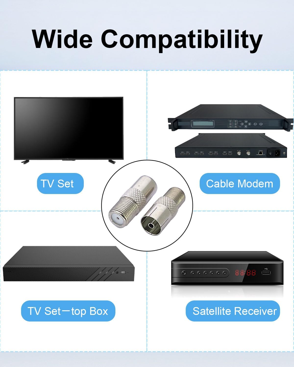 Thumbnail 4 de SEYUGOPTI 2Pcs F to TV Adapter (F female to TV PAL male/female) for coax, satellite and digital TV setups