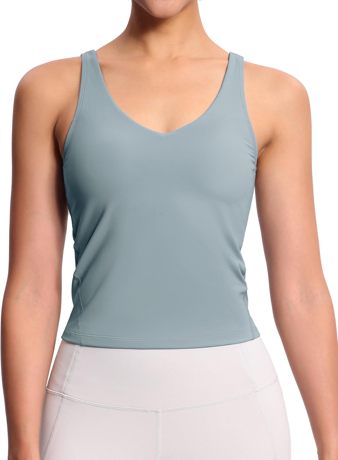 Detalle de THE GYM PEOPLE Longline sportbeha voor dames, gewatteerd en beugelloos