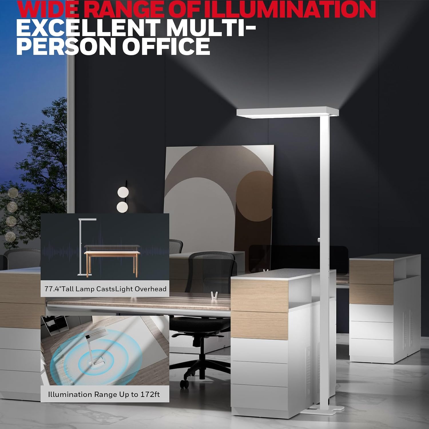 Detalle de Honeywell LED Floor Lamp Modern - 02E Pro Sunturalux Eye Caring Standing Light