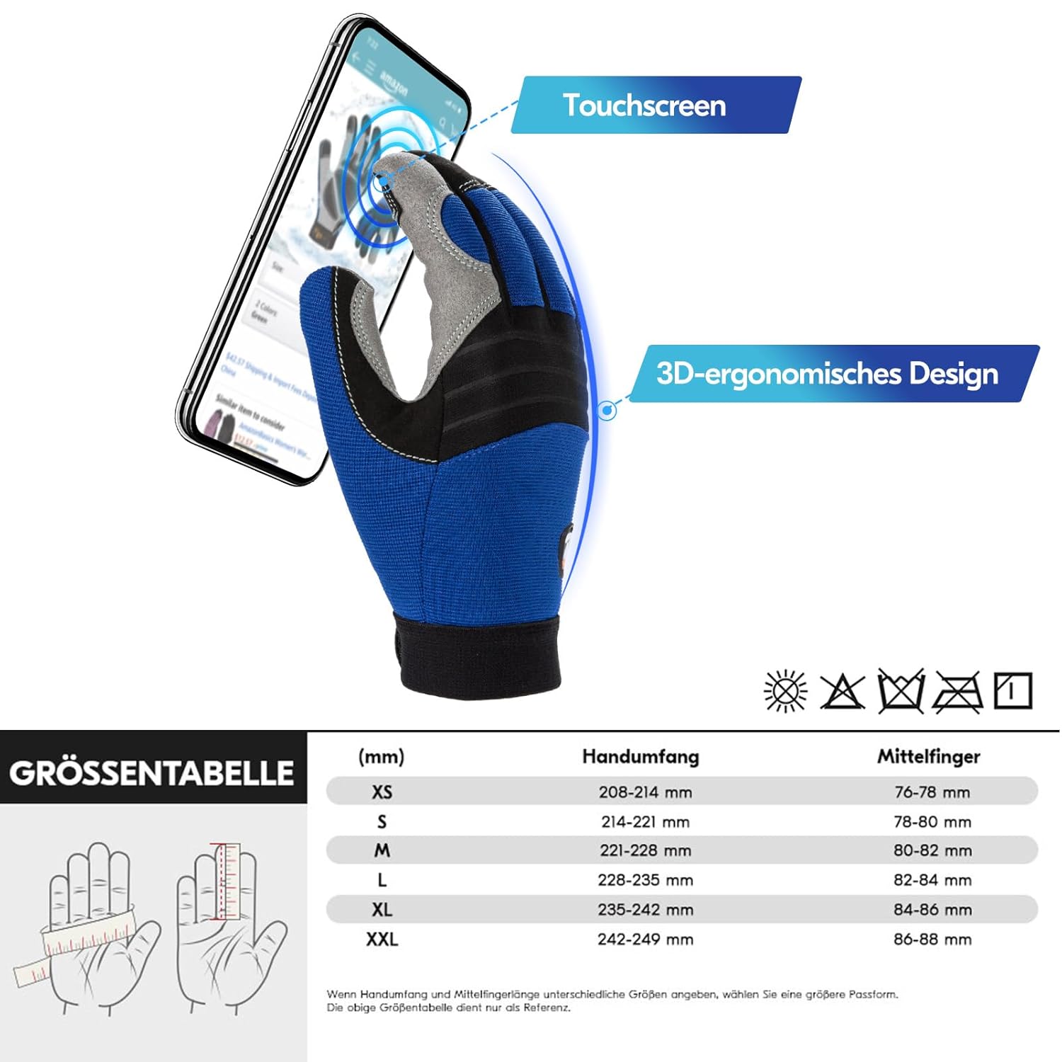 Thumbnail 5 de Vgo… 0°C/32°F Winter Arbeitshandschuhe (Kunstleder) mit 3M Thinsulate – wasserdicht & touchfähig (SL7621FLWP)