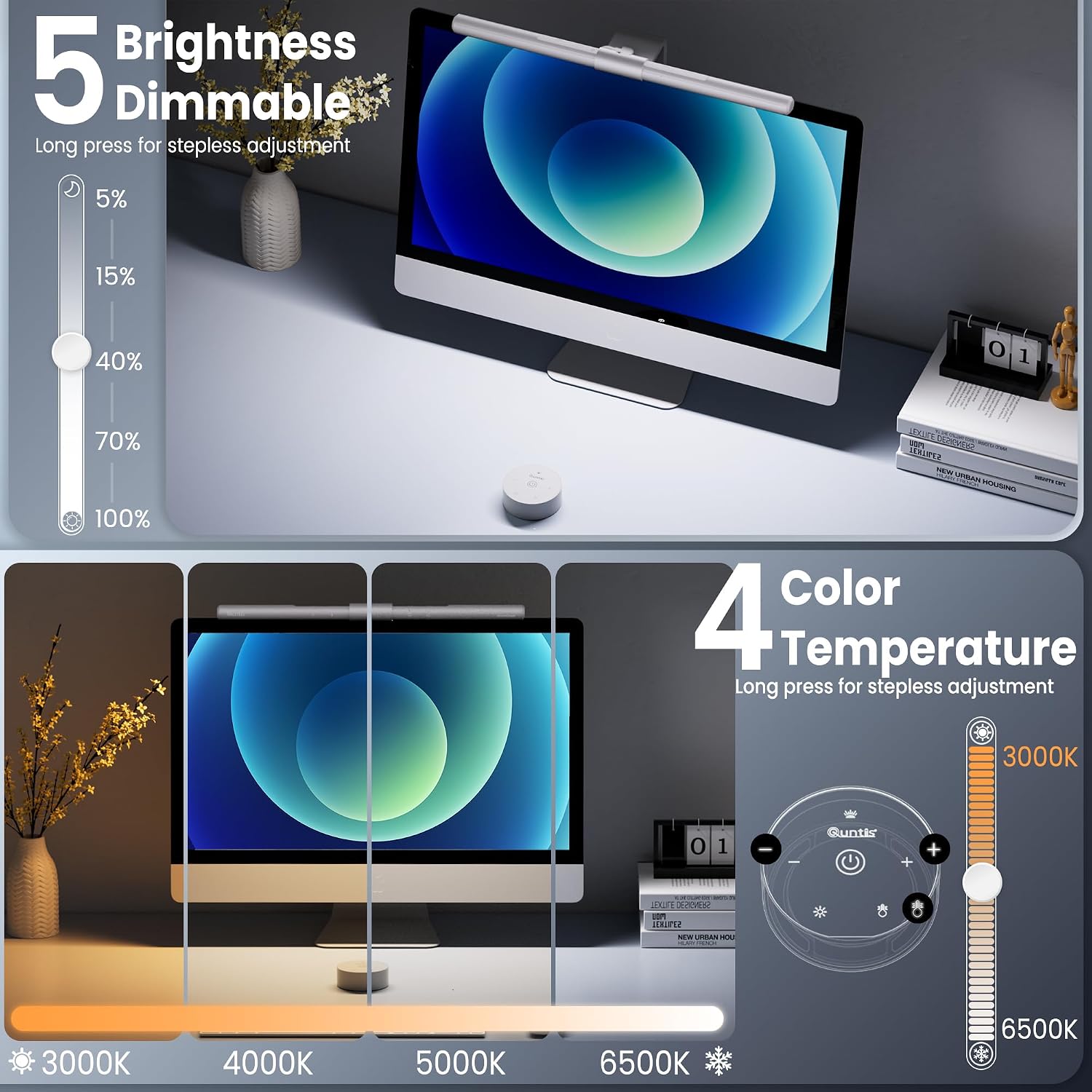 Thumbnail 4 de Quntis LI-HY-0210-WT 16-inch Monitor Light Bar with Remote and Auto-Dimming